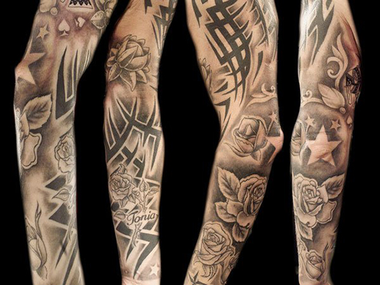 Tribal Dragon Sleeve Tattoo