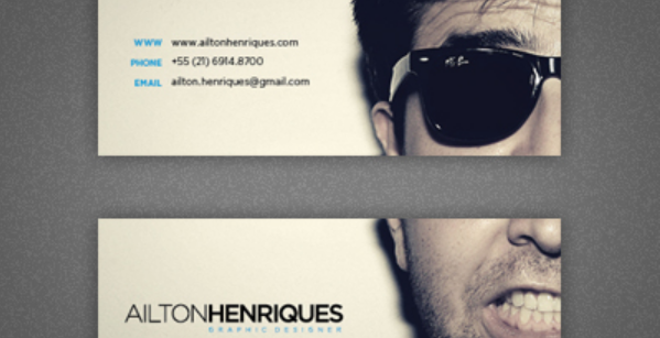 business card with headshots