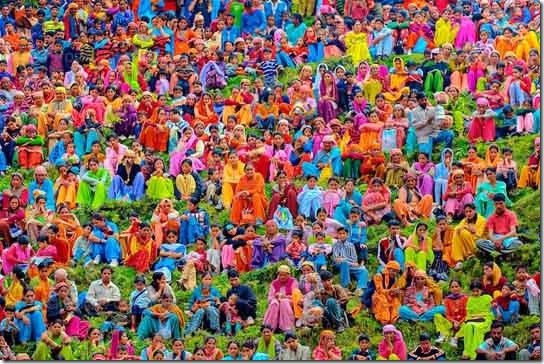 Colorful section of ladies watching a wrestling match in a local fair...
Taken in Himachal Pradesh, India...