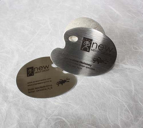 metal steel business cards