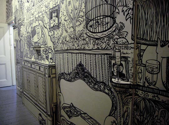 Beautiful Wall Drawing with Black Marker