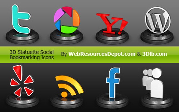 3D-Statuette-Social-Bookmarking-Icons