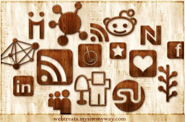 glossy-waxed-wood-social-media-icon-set