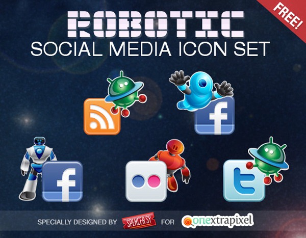 robotic-social-media-icon-set