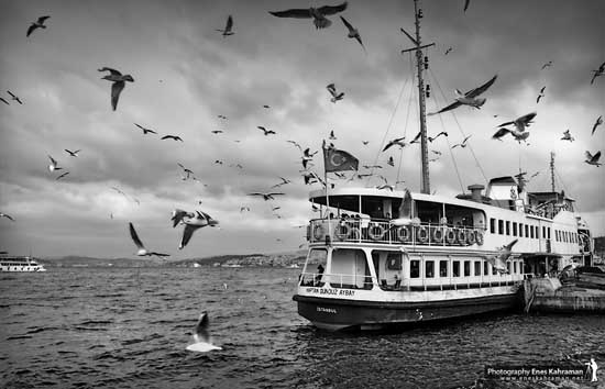 Ship Black and white photography