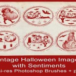 Vintage Halloween Brushes + png with Sentiments