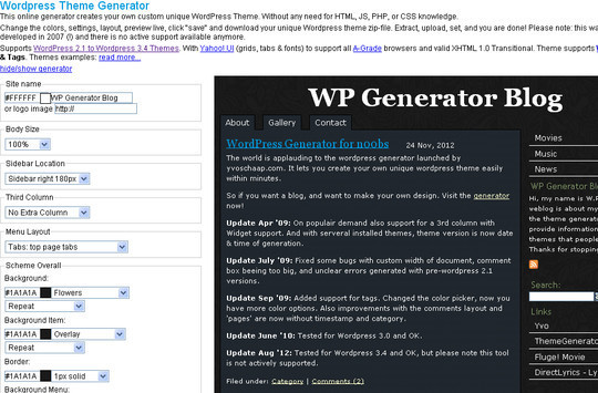 Wordpress Theme Generator