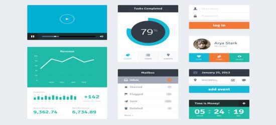 Flat Widget UI Kit (PSD) by Riki Tanone