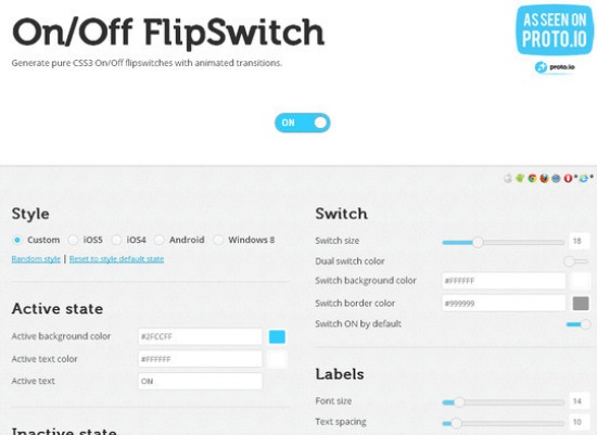 Flipswitch HTML5 CSS3 Generator