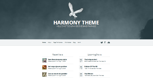 bold typography wordpress theme for bands