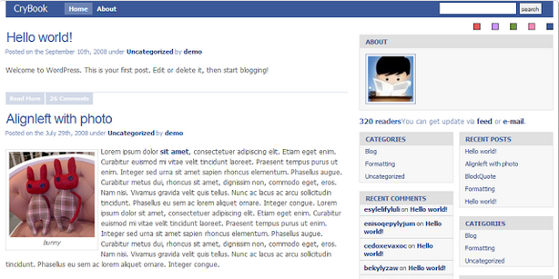 crybook facebook style buddypress theme